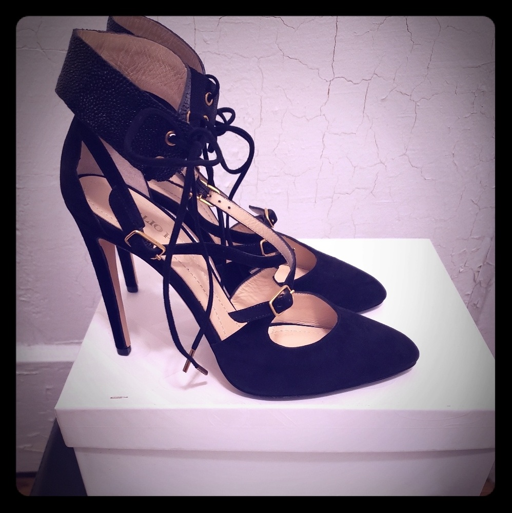 Emilio Pucci Black Suede Galuchat Pumps